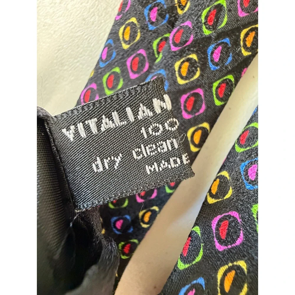 Vitaliano Pancaldi Silk Tie Mens Vintage Art Deco Rare Gold Chain Italy